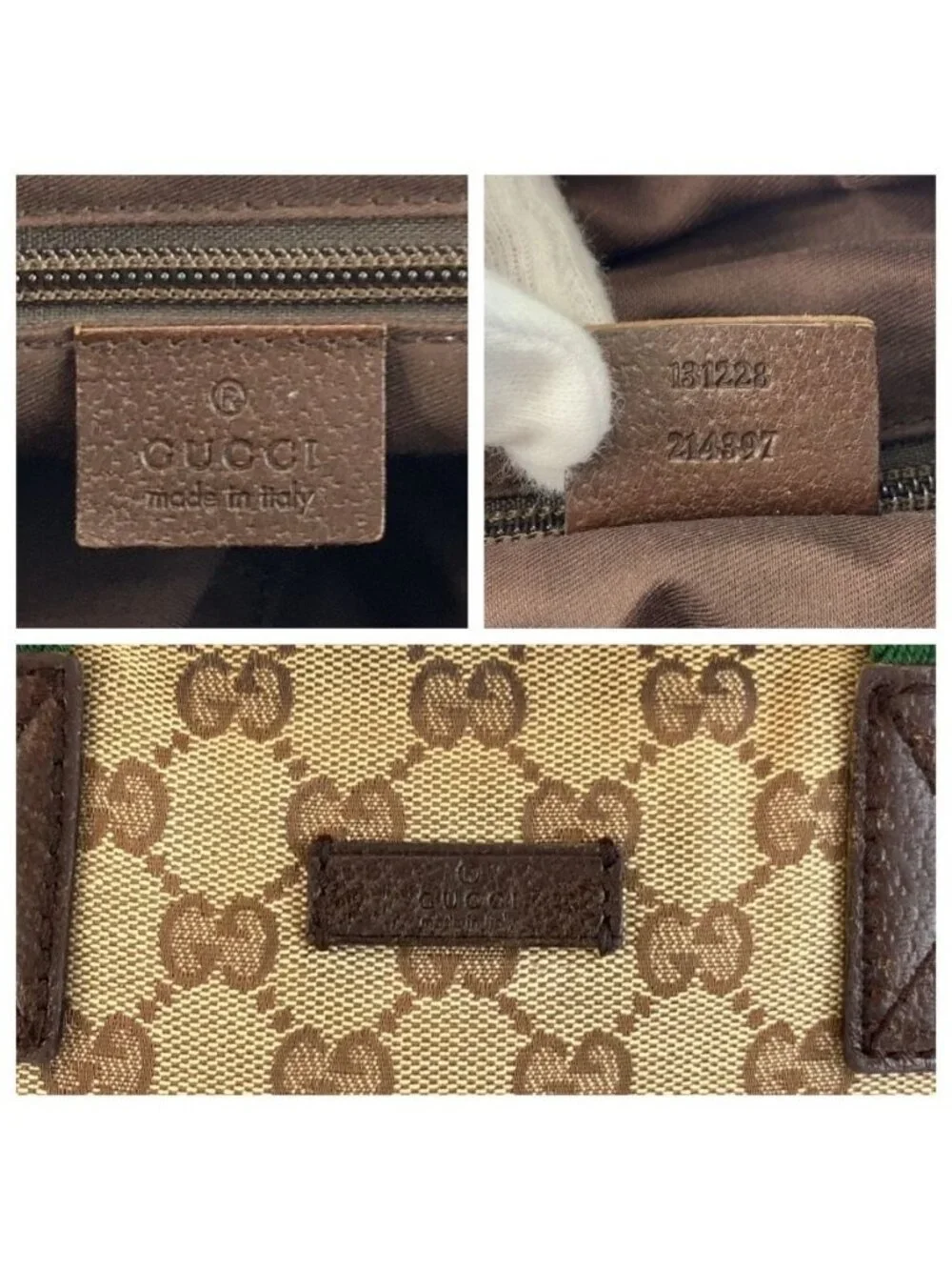 Gucci Sherry Line Beige Brown GG Canvas Tote